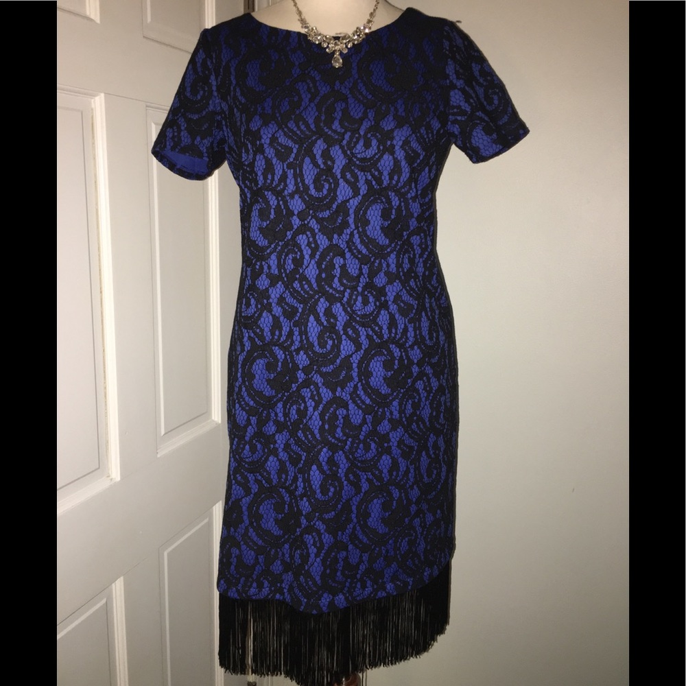 Blue and black lace Adrianna Papell dress